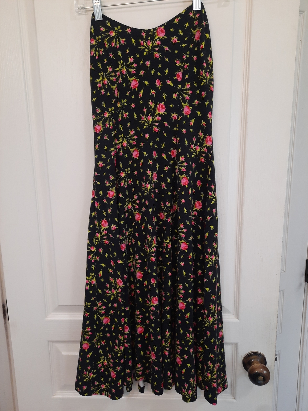 Authentic Vintage Betsey Johnson Black Strapless Dress with Pink Floral Print